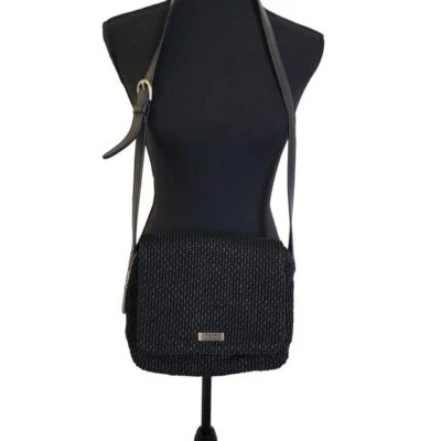 Nine West Vintage Y2K Black Woven Straw Crossbody Shoulder Bag - Image 1 of 4