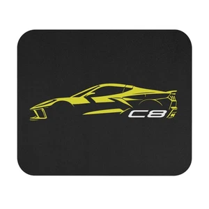 C8 Stingray Yellow Silhouette Graphic Mouse Pad – Sports Car Desk Mat - Picture 1 of 5
