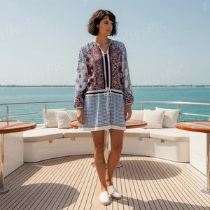 Clover Canyon Print Dress Size Medium Dropped Drawstring Waist V-Neck Paisley - Picture 1 of 11