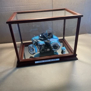 Franklin Mint 1958 Harley Davidson Duo Glide w/ Sidecar IN GLASS CLASE RARE TEAL - Picture 1 of 20
