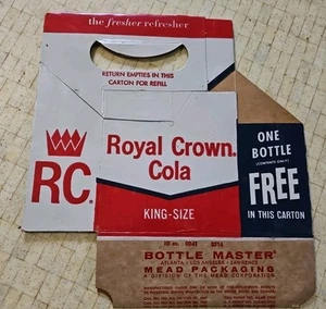 Vintage Royal Crown Cola King Size Karton 6 Stück Träger Halter Karton RC NOS - Bild 1 von 4