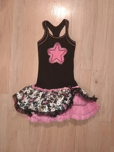 ooh la la couture black&pink star tutu dress Hollywood print size 6 EUC - Picture 1 of 4