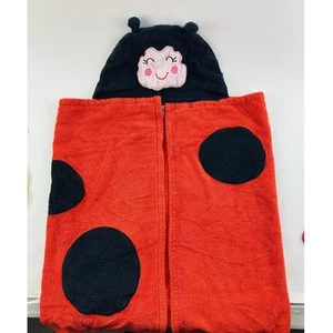 Vintage Carters Hooded Towel Red Ladybug Baby Blanket Terrycloth Toddler Childs - Picture 1 of 11