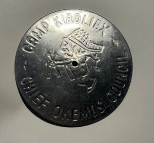 Camp Kiroliex Chief Okemos MI Boy Scout Aluminum Neckerchief Slide El-Fab TT2 - Picture 1 of 2