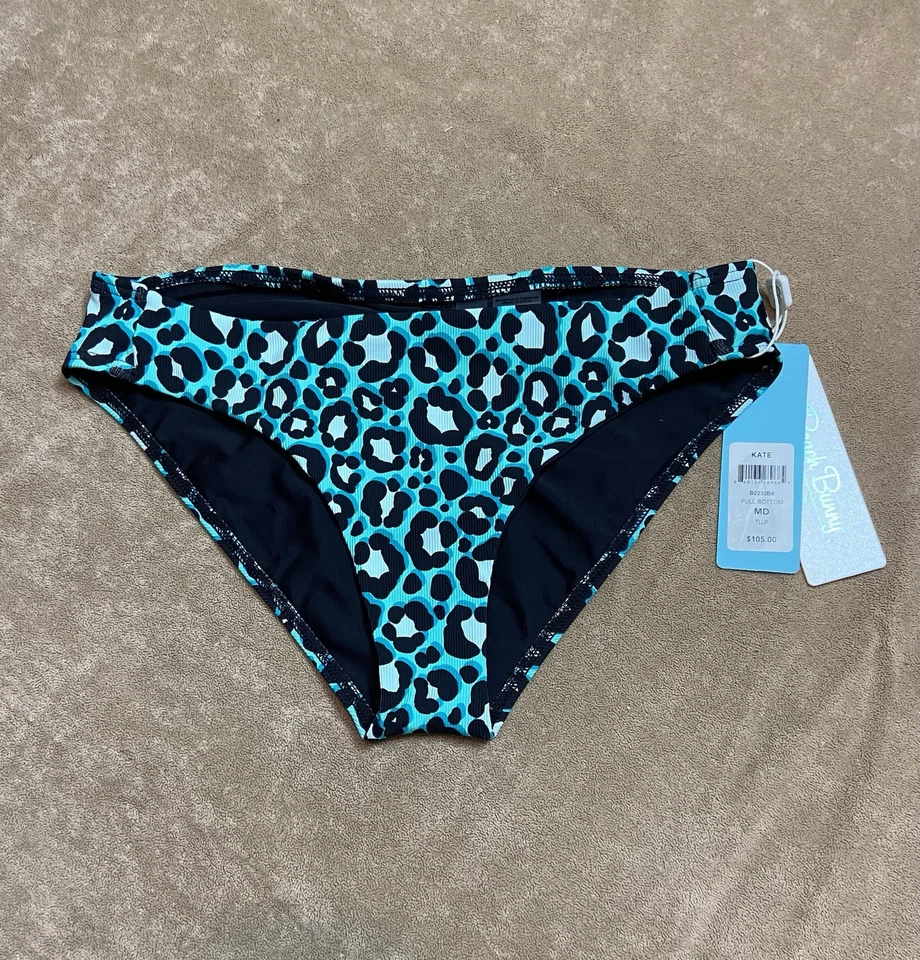 Parte inferior de bikini con estampado de leopardo talla MD en verde azulado de Beach Bunny Foto 1 de 3