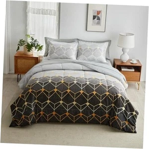 Gradient Bed in a Bag 7 Pieces Queen Size Comforter Sheet Queen 7 Pieces Gray - Picture 1 of 8