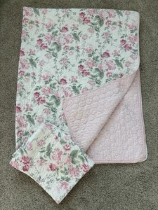 Laura Ashley 68x88” Pink Floral Quilted Comforter & Pillow Sham  - Picture 1 of 8