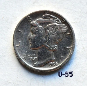 1936 S US 10 Cents-Dime SILVER (U-35) - Bild 1 von 2