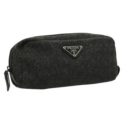PRADA Pouch Wool Black Auth 132085 - Image 1 of 4