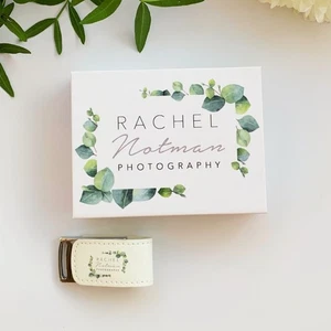 Personalised Leather USB Flash Drive With Colour Printed Gift Box USB 2.0 3.0 - Afbeelding 1 van 6
