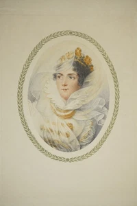 LITHO COULEUR  PORTRAIT FEMME MODE ROBE COIFFE MINIATURE EMPIRE  1913 I - Foto 1 di 8