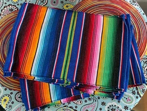 Mexican Serape Style Cloth Placemats Set of 8 Southwest Saltillo Sarape 18x12 - Picture 1 of 7