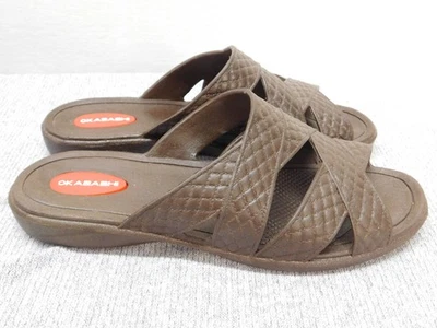 Zapatos Okabashi Mujer Talla Pequeña Marrón Sandalias Correa Cruzada Cómodos Hechos en EE. UU. Foto 1 de 4