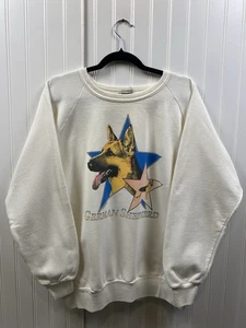 Vintage 80s German Shepard Dog Breed Raglan Sweatshirt Men’s Medium White Cute - Bild 1 von 6