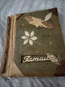 VTG Handmade Banana Leaf Jamaica Photo Album Tiki Wood Scrapbook One Of A Kind - Picture 1 of 6