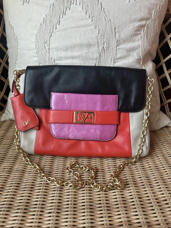 Bolso de Mano DVF (Diane von Furstenberg) Bloque de Color CROSSBODY RARO Foto 1 de 4