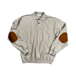 Suéter Pullover Polo Orvis Para Hombre Parches en el Codo Algodón Beige Mediano - Imagen 1 de 8