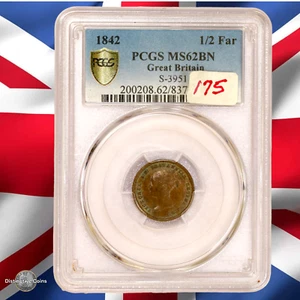 Great Britain 1842 1/2 Farthing PCGS MS62BN - GBS016 - Picture 1 of 2