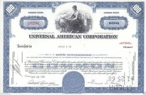 Universal American Corporation Year 1967 100 Shares Blue - Picture 1 of 2