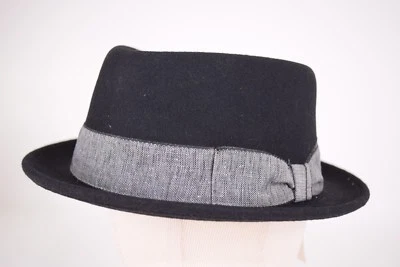 Sombrero/Fedora Wigens Nuevo con Etiquetas 100% Lana Diamante Negro *Talla: Grande, 59, 7 y 3/8ths*  Foto 1 de 4