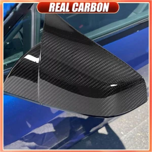 Tapa de cubierta de espejo retrovisor lateral de fibra de carbono seca a cuadros para Tesla Model S 2021UP 2 PIEZAS - Imagen 1 de 18