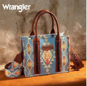 Wrangler Southwestern Print Small Canvas Blue Tote Bag Crossbody Aztec Navajo - Bild 1 von 5