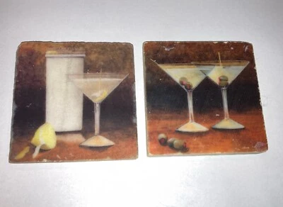 Juego de 2 posavasos artísticos Martini de vidrio MÁRMOL Foto 1 de 4
