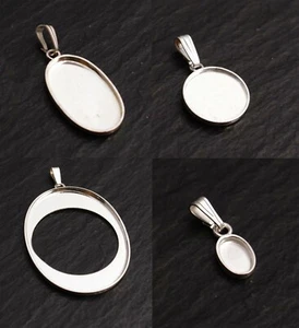 Ciondolo cabochon argento 925 e 835 supporto grezzo tesoro in pietra - Foto 1 di 29
