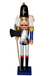 NUTCRACKER  BLUE WITH AX STAFF  8" - Picture 1 of 10