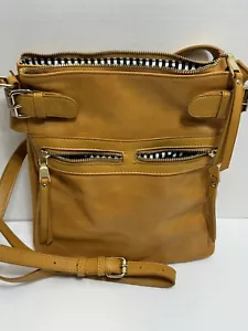 Miztique CROSSBODY PURSE Organizer HANDBAG Gold w/Black & White Stripes Zip Bag - Picture 1 of 16