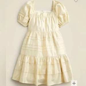 J. Crew Girls' pintuck dress in gold lamé Size 12 NWT #CC141 - Picture 1 of 5