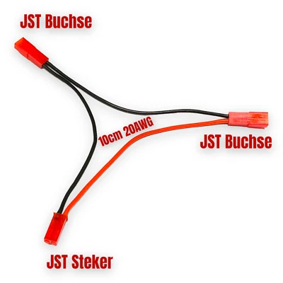 Adapterkabel JST BEC Stecker auf 2 Buchsen Lipo Akku Reihe Serie Y-Kabel Seriell - Bild 1 von 4