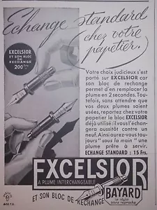 PUBLICITÉ 1943 STYLO BAYARD EXCELSIOR A PLUME INTERCHANGEABLE - ADVERTISING - Picture 1 of 1