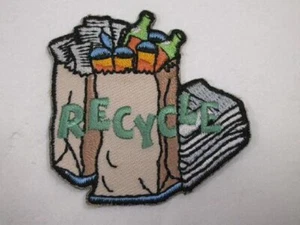 Recycle Bag Bottles Embroidered Iron On Patch - Picture 1 of 1