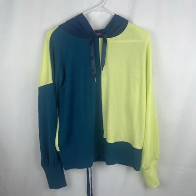 Sudadera con capucha para mujer Tek Gera On the Go Active verde azulado y amarillo talla grande Foto 1 de 4