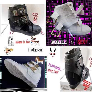 scarpe donna platform zeppa interna 5 cm ginnastica sneakers sportive casual - Foto 1 di 12