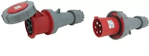 JCE 63 Amp 5 Pin Red Trailing Plug & Socket 415V IP67 Waterproof rated. 3 Phase - Picture 1 of 3