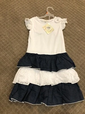 NWT Self Esteem Girls Blue & White Ruffled eyelet lace Dress Size 6 - Image 1 of 4