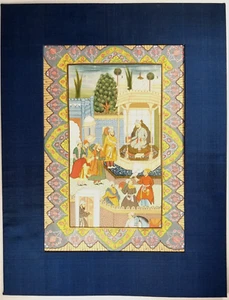 India Indio Mogol Pintura sobre Papel Patio Escena Figurativa aprox. 20th c. - Imagen 1 de 24
