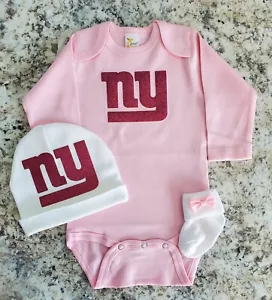 Giants Baby Outfit Mädchen NY Giants Baby Geschenk Mädchen Giants Fußball pink Baby - Bild 1 von 2