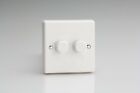Varilight White Plastic V-Com LED 1 2 3 Gang 2 Way Push On/Off Dimmer Switches