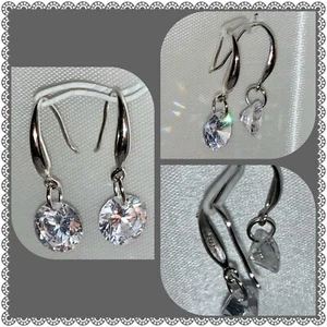 BestBeautyDepot Handmade 925 Sterling Silver & AAA Zircon Dangle Hook Earrings - Picture 1 of 7