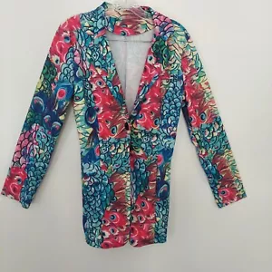 Blazer Estampado Pavo Real Colorido Groovy Un Botón Pequeño/Mediano - Imagen 1 de 11