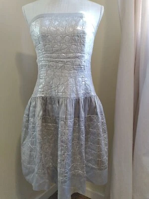 Vestido sin tirantes Jessica Mcclintock años 90 de colección 12 falda circular plateada  Foto 1 de 4