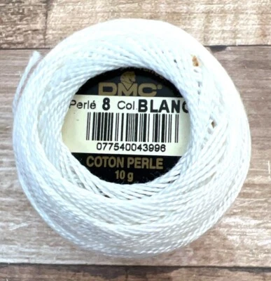DMC Perle 8 Blanc Cotton Embroidery Thread 10G Perie 12 - Image 1 of 2