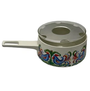 Vtg Villeroy & Boch Bird Design Fondue Pot With Glass Insert & Lid Porcelain HTF - Picture 1 of 23