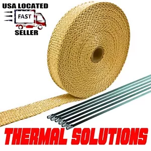 Turbo Manifold Tan Heat Exhaust Wrap Header Wrap Roll 1/16"x1"x50' w/ TIES - Picture 1 of 3