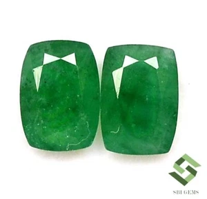 Par de gemas sueltas sin tratar de corte cojín esmeralda natural certificado 7x5 mm 1,83 CTS - Imagen 1 de 6