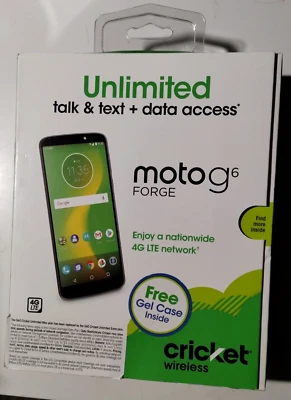 Moto G6 Forge 5.7” (16GB, Ampliable) 4G LTE Cricket Teléfono Prepago Funda Gel Gratis Foto 1 de 4
