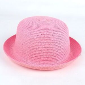 Women Ladies Summer Straw Bowler Derby Hat Cap Roll up Clothe Beach Outdoor Cap